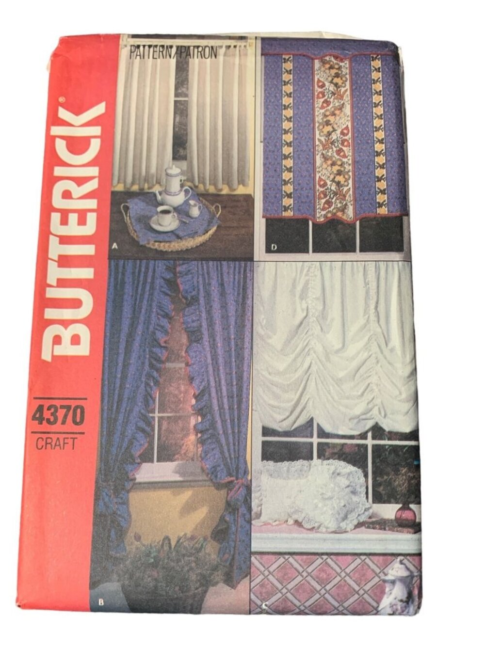 Butterick 4370 Craft Window Treatments Curtains Sewing Pattern Uncut 80s